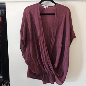 FAVLUX Purple Dolman Sleeve Wrap Blouse